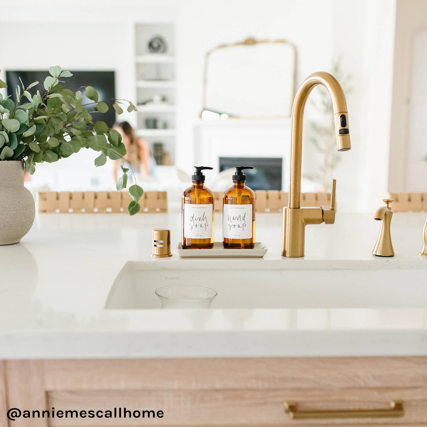 16oz Amber Glass Hand Soap Dispenser