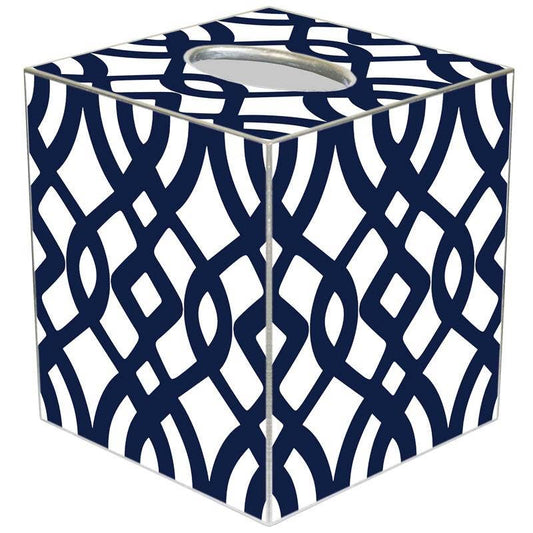 Navy Madison Tissue Box Cover