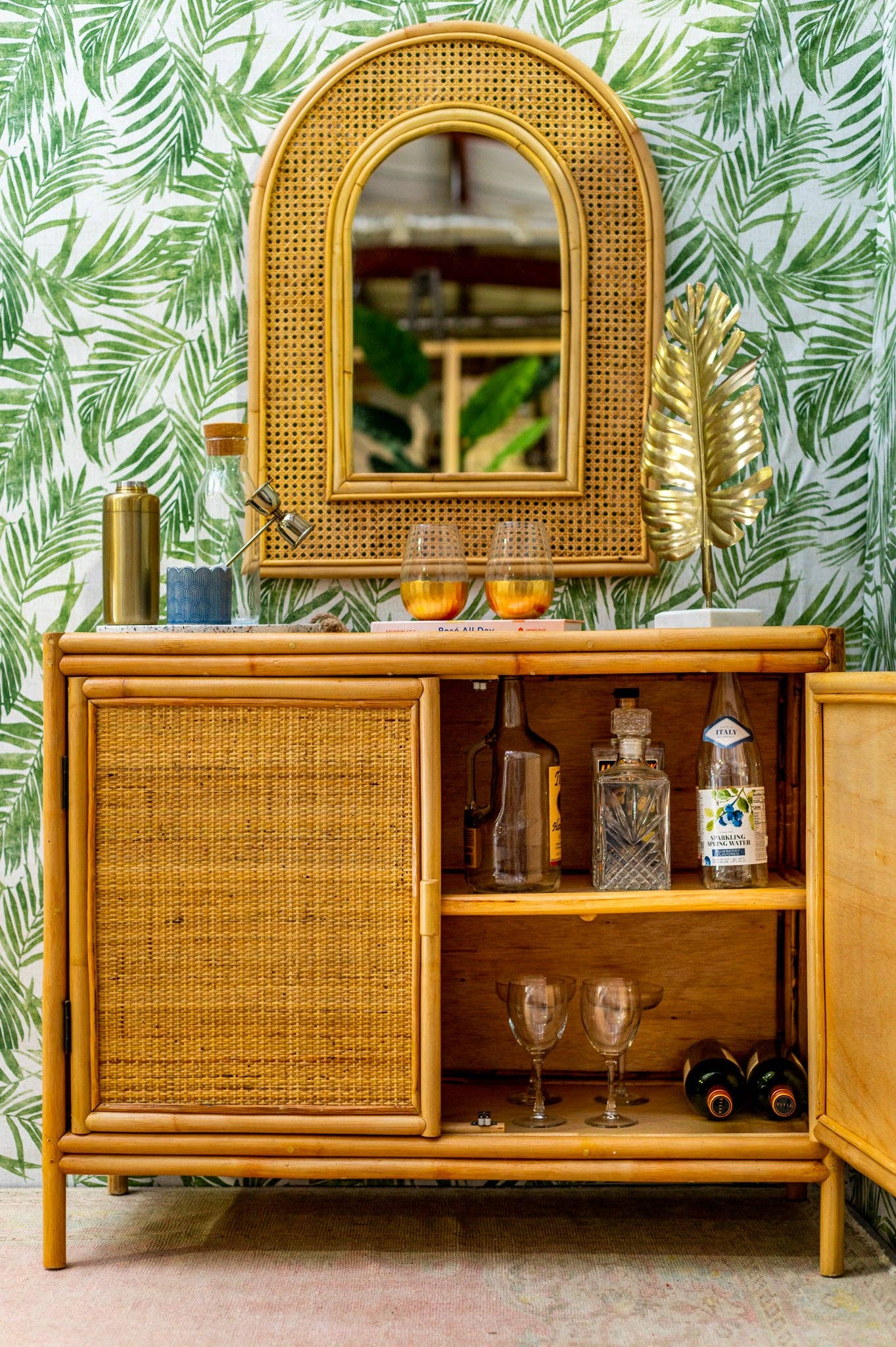 CLEARANCE! Handmade Kona Rattan Cabinet w/Shelves