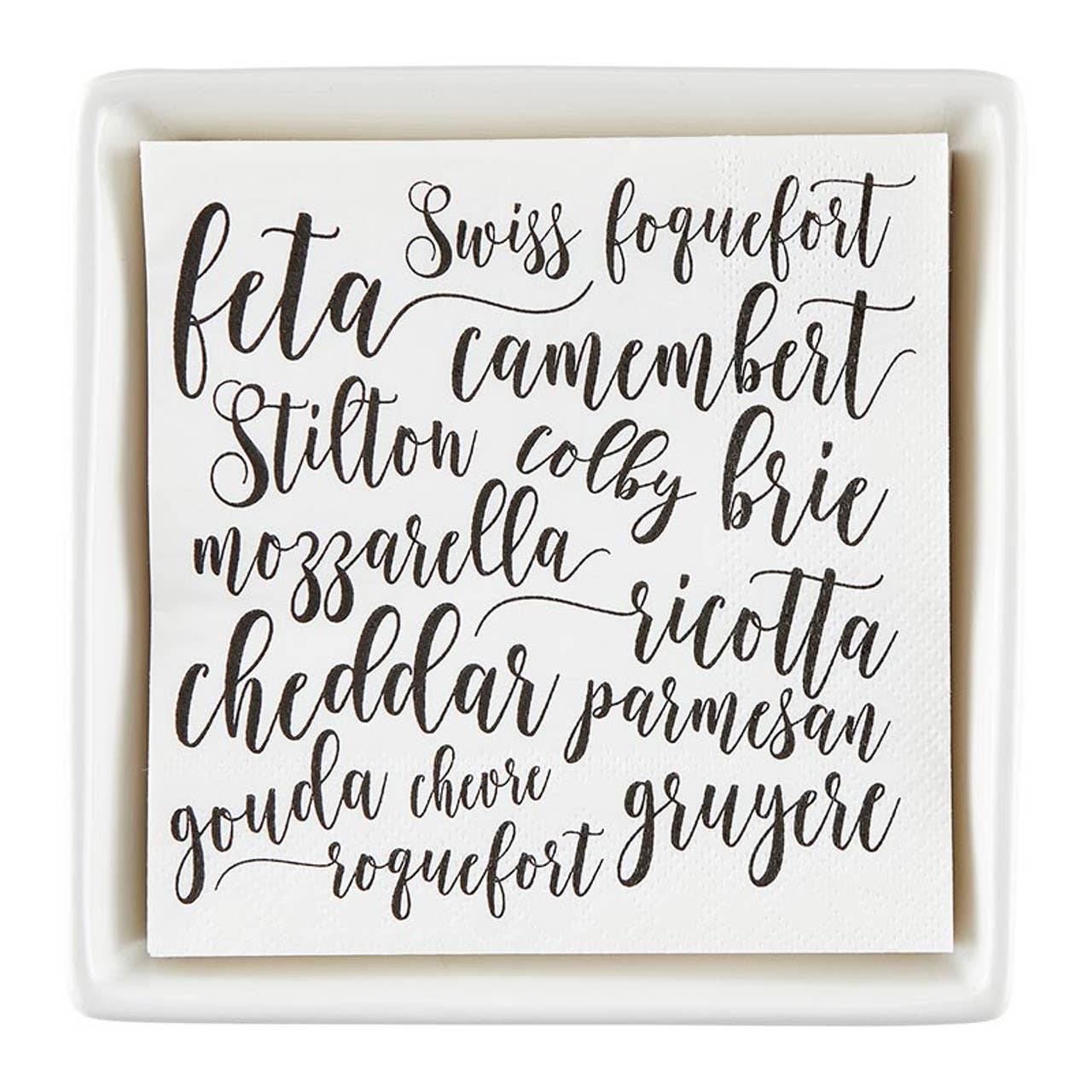 Ceramic Napkin Tray + Napkins - Cheese