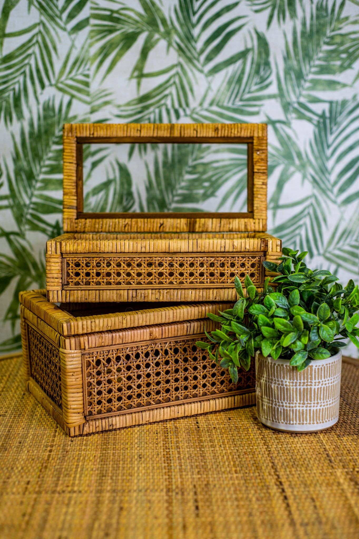 Medium Hayes Rattan Rectangle Box 14"x5"