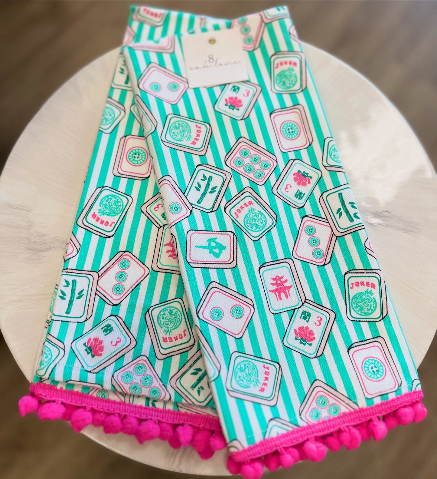 Mahjong Stripe Pom-Pom Kitchen Towel Set