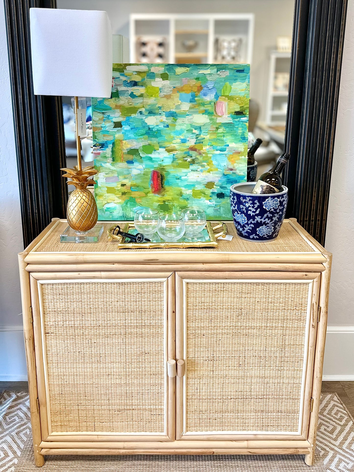 CLEARANCE! Handmade Kona Rattan Cabinet w/Shelves