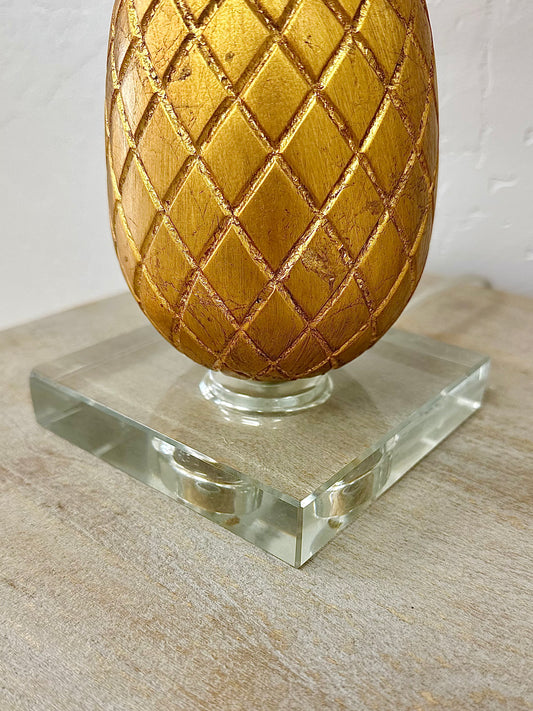 Golden Pineapple Buffet Lamp with resin pedestal.