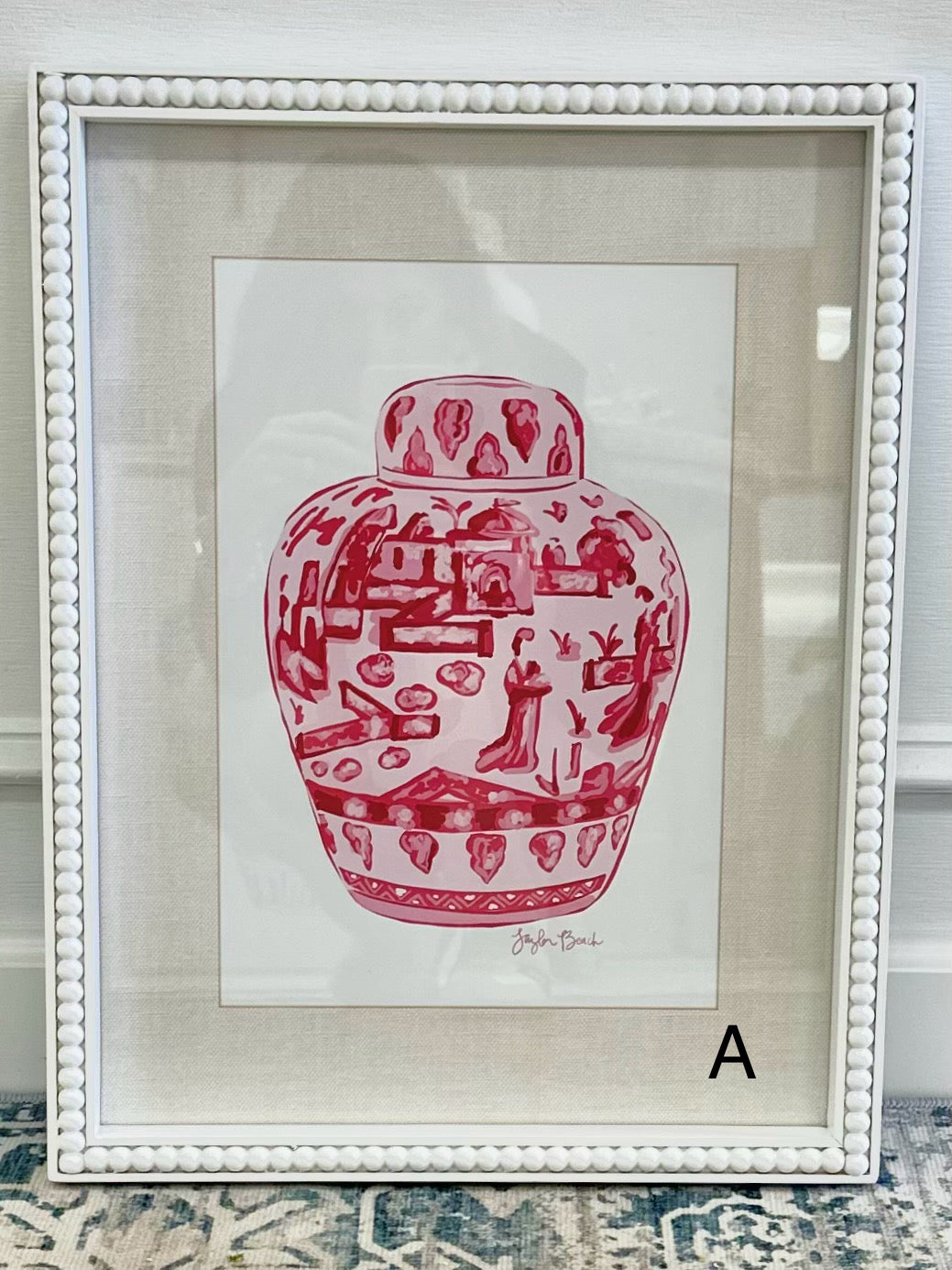 Framed Pink Chinoiserie Print