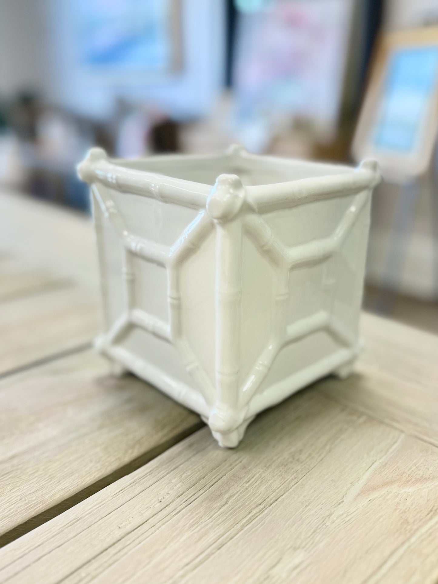 White Bamboo Planter