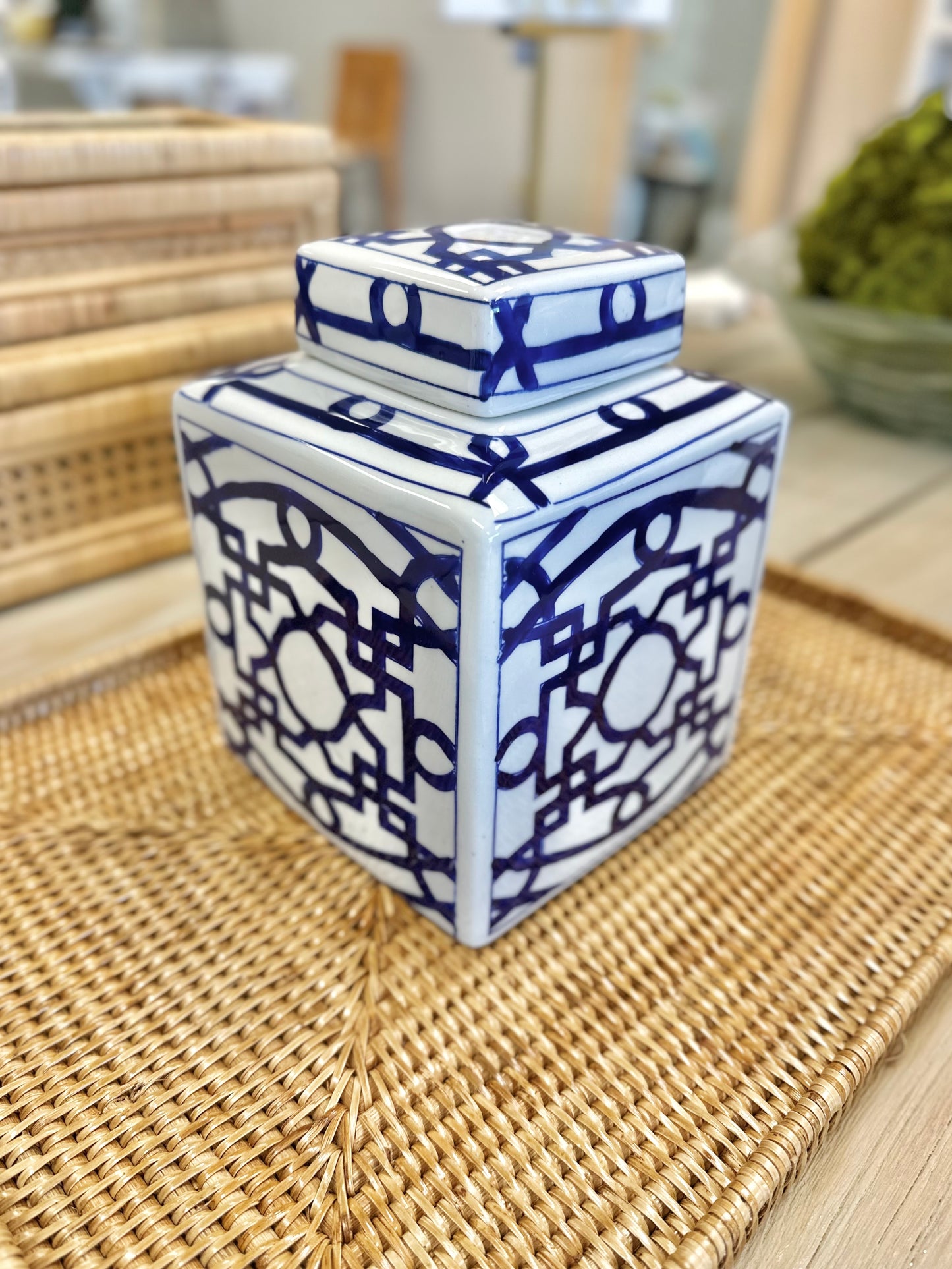 Imperial Porcelain Geometric Square Jar