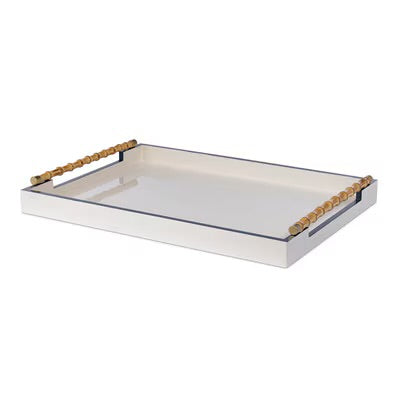 Coco Cay lacquer tray with bamboo handles.