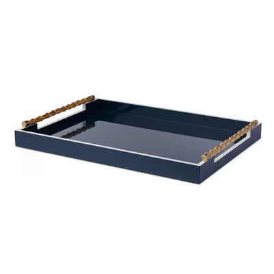 Coco Cay lacquer tray with bamboo handles.