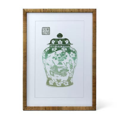 Lotus Framed Ginger Jar Wall Art, 3 Assorted Styles