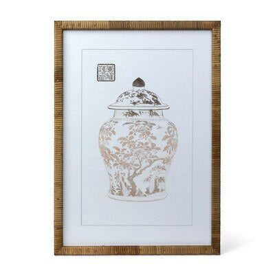 Lotus Framed Ginger Jar Wall Art, 3 Assorted Styles