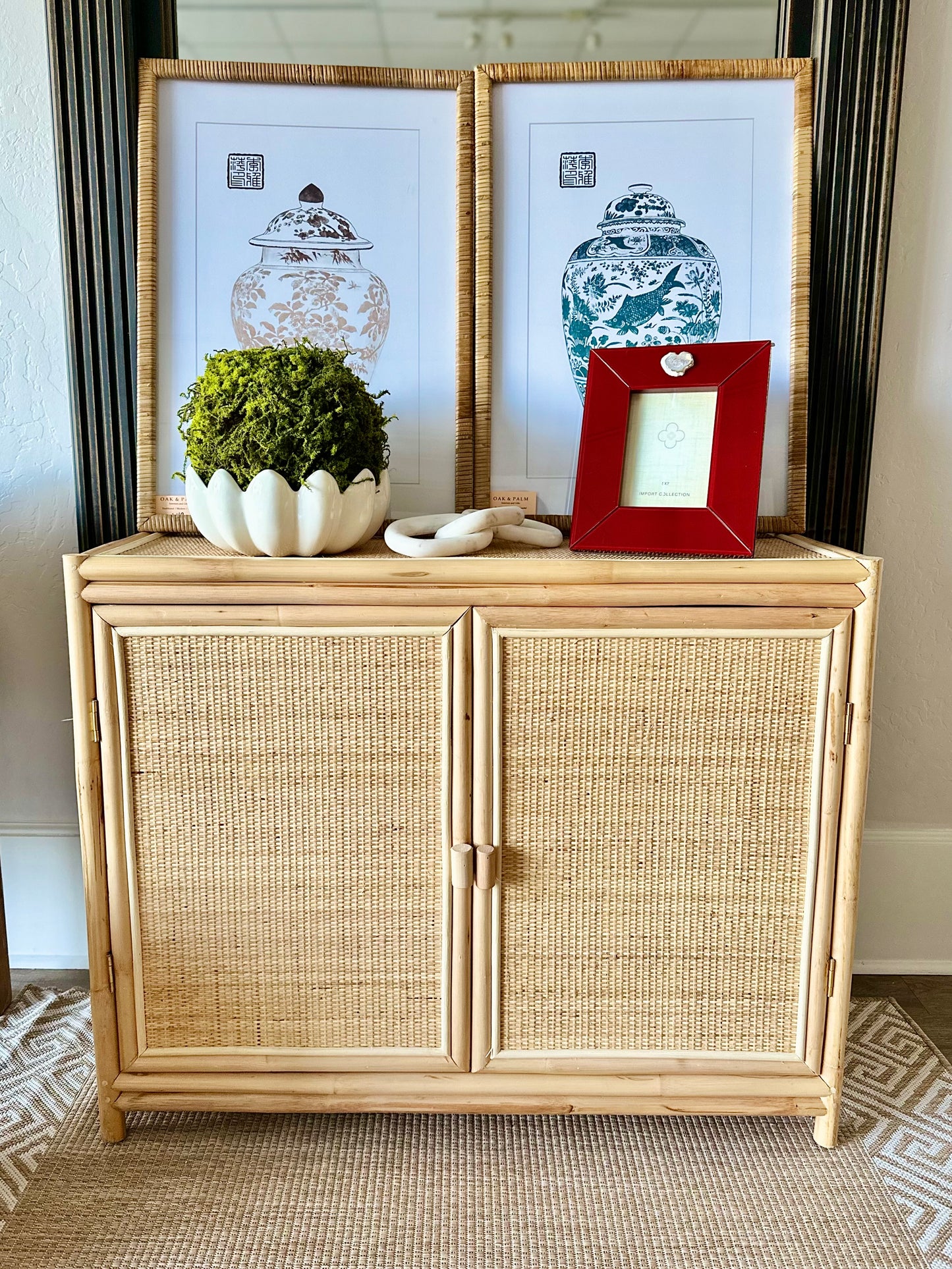 CLEARANCE! Handmade Kona Rattan Cabinet w/Shelves