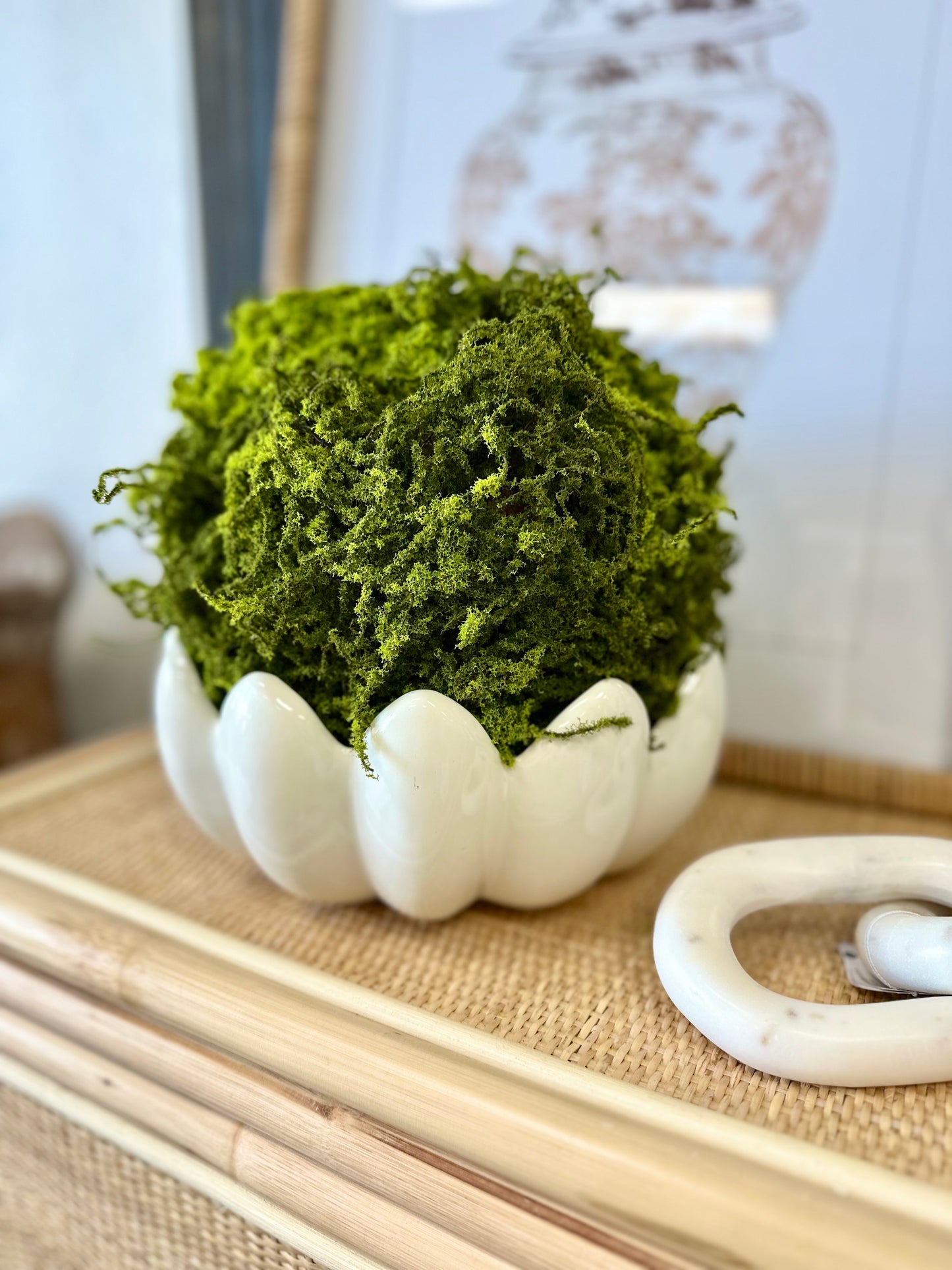 Ceramic scalloped planter.