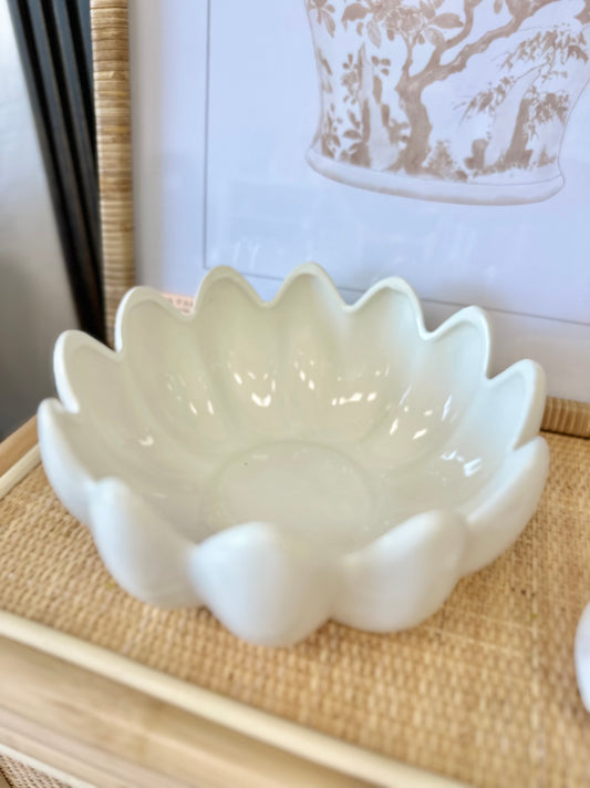 Ceramic scalloped planter.