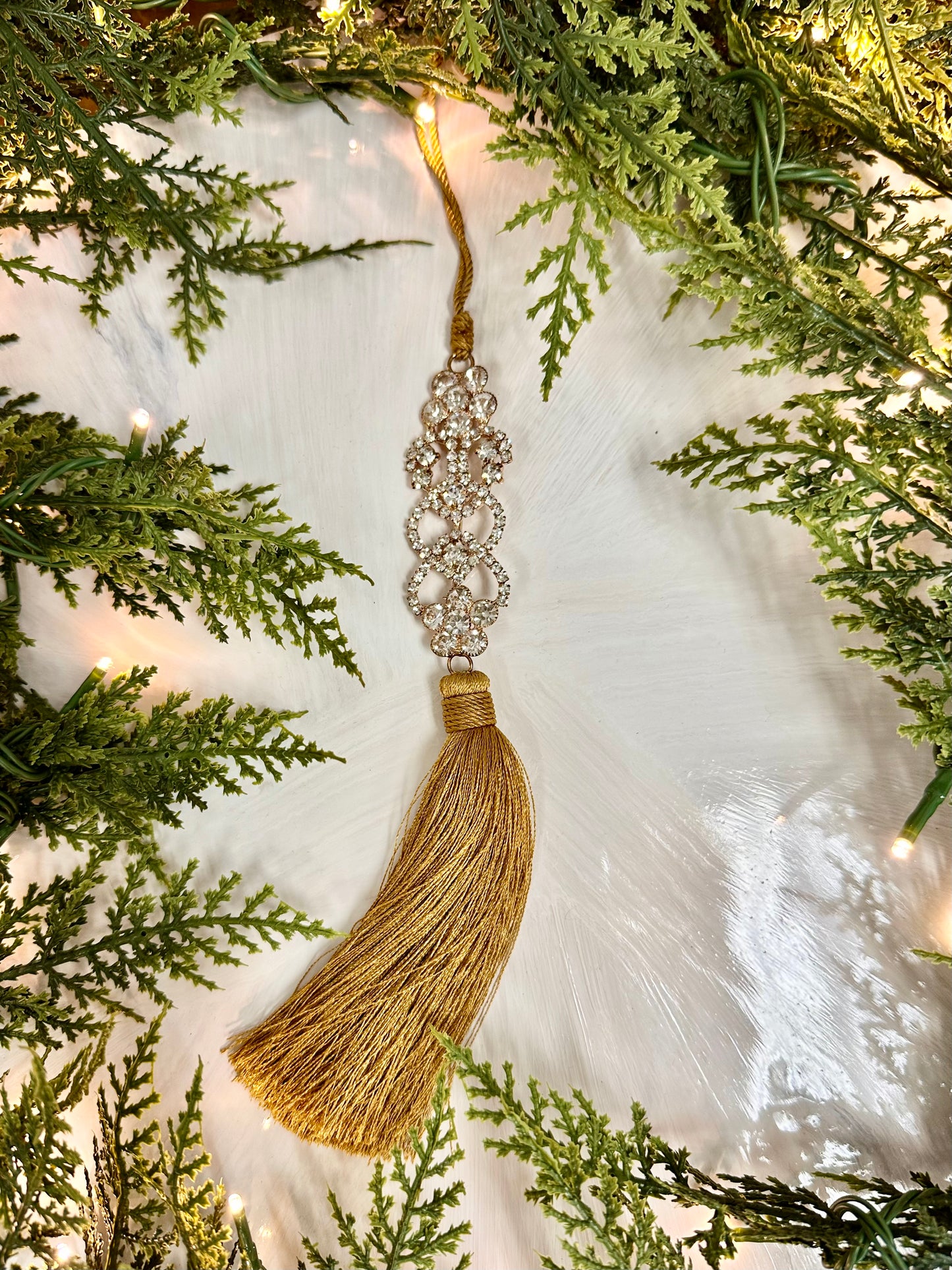 8.5" Gold Jeweled Tassel Ornament