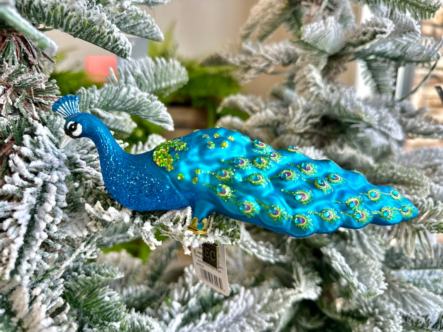 Eric Cortina 7" Glass Peacock Ornament