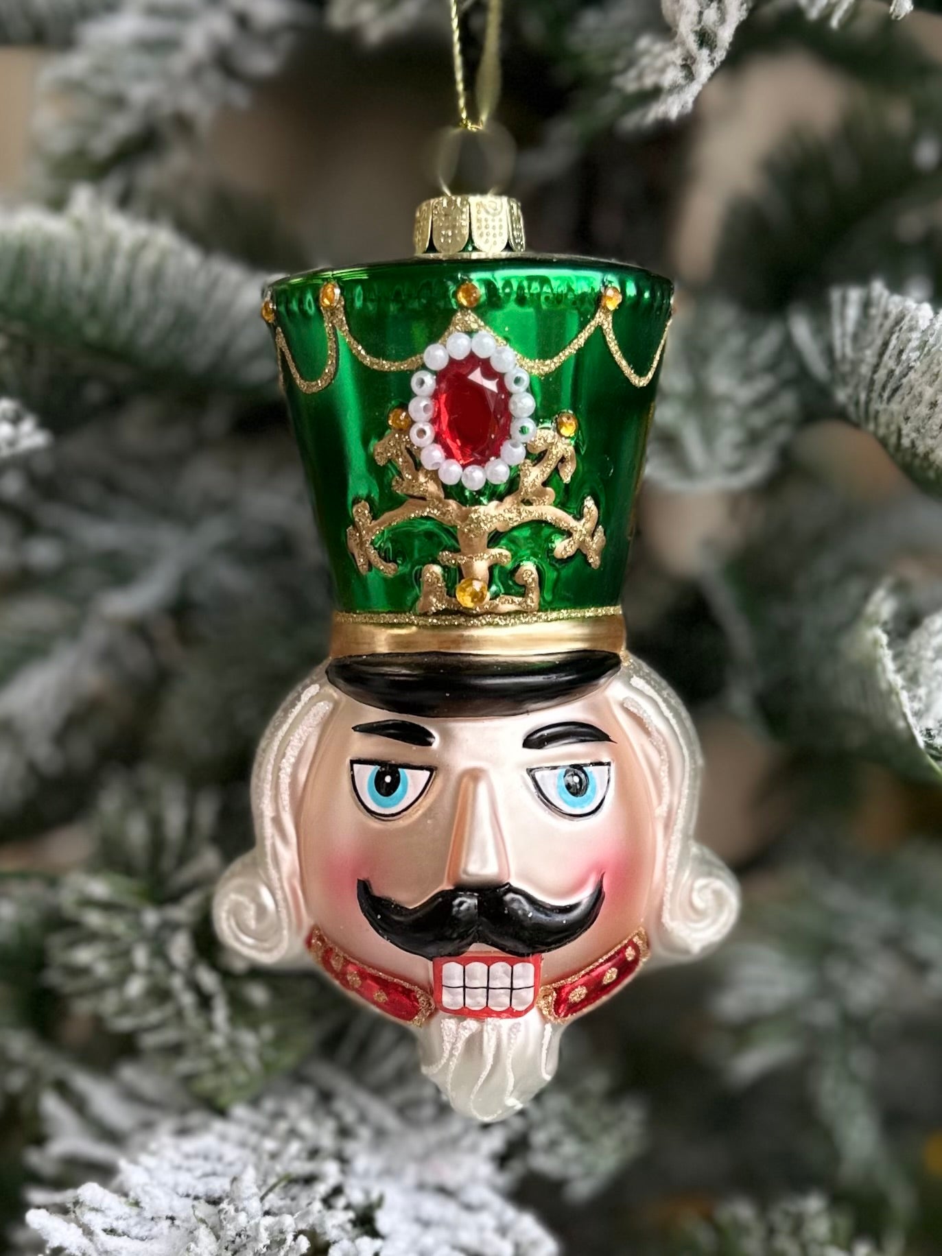 Glass Nutcracker Ornament, 3 color options