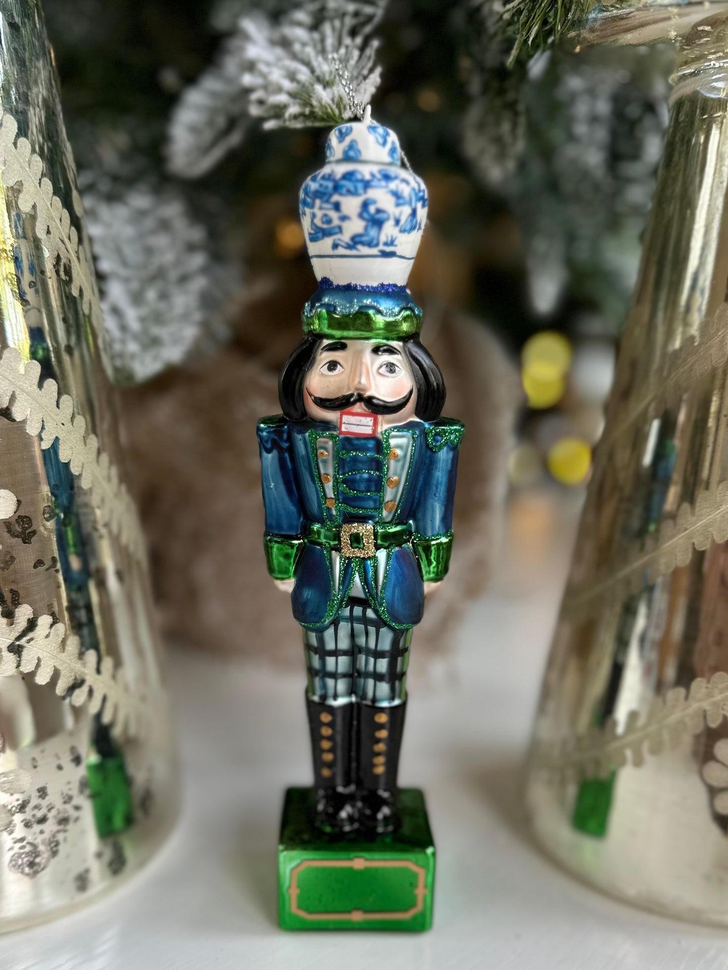 8" Black Watch Nutcracker Glass Ornament, 3 assorted styles