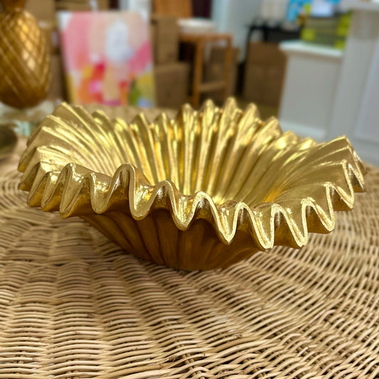 12" Gold Ruffled Planter/Bowl