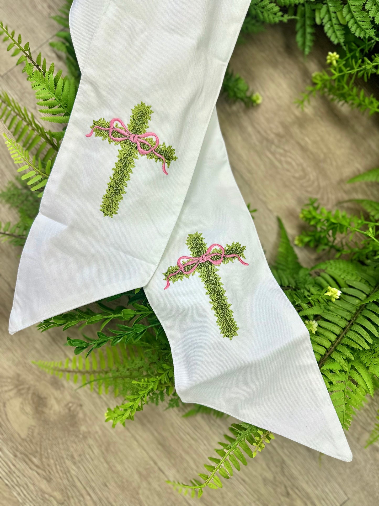 Wreath Sash 59", 2 assorted embroidered themes.