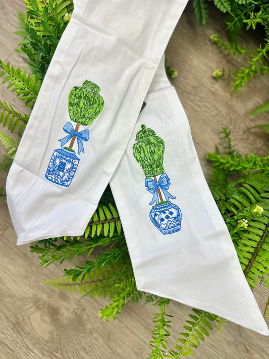 Wreath Sash 59", 2 assorted embroidered themes.