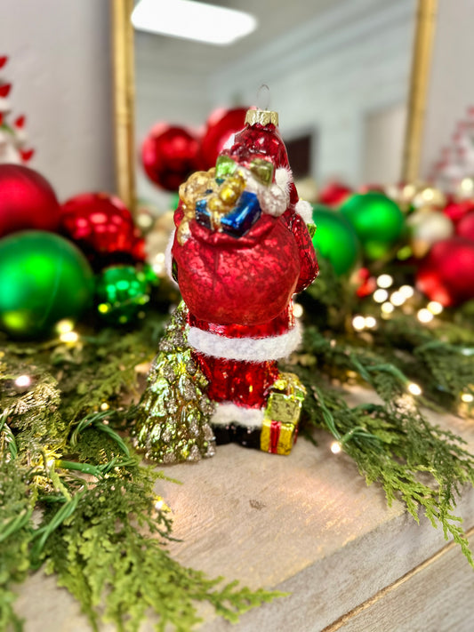 Traditional Santa Glass Ornament