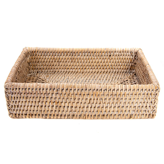 White Wash Rattan™ Guest Towel - Rectangular Napkin Holder
