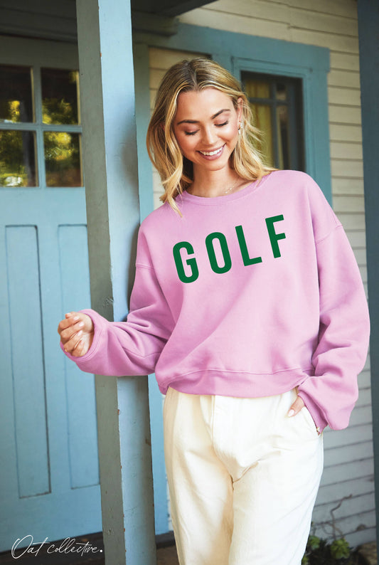 GOLF Mid length Graphic Fleece Pullover Relaxed Fit.