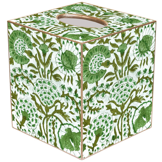 TB6685 - Green Floral Block Tissue Box Cover