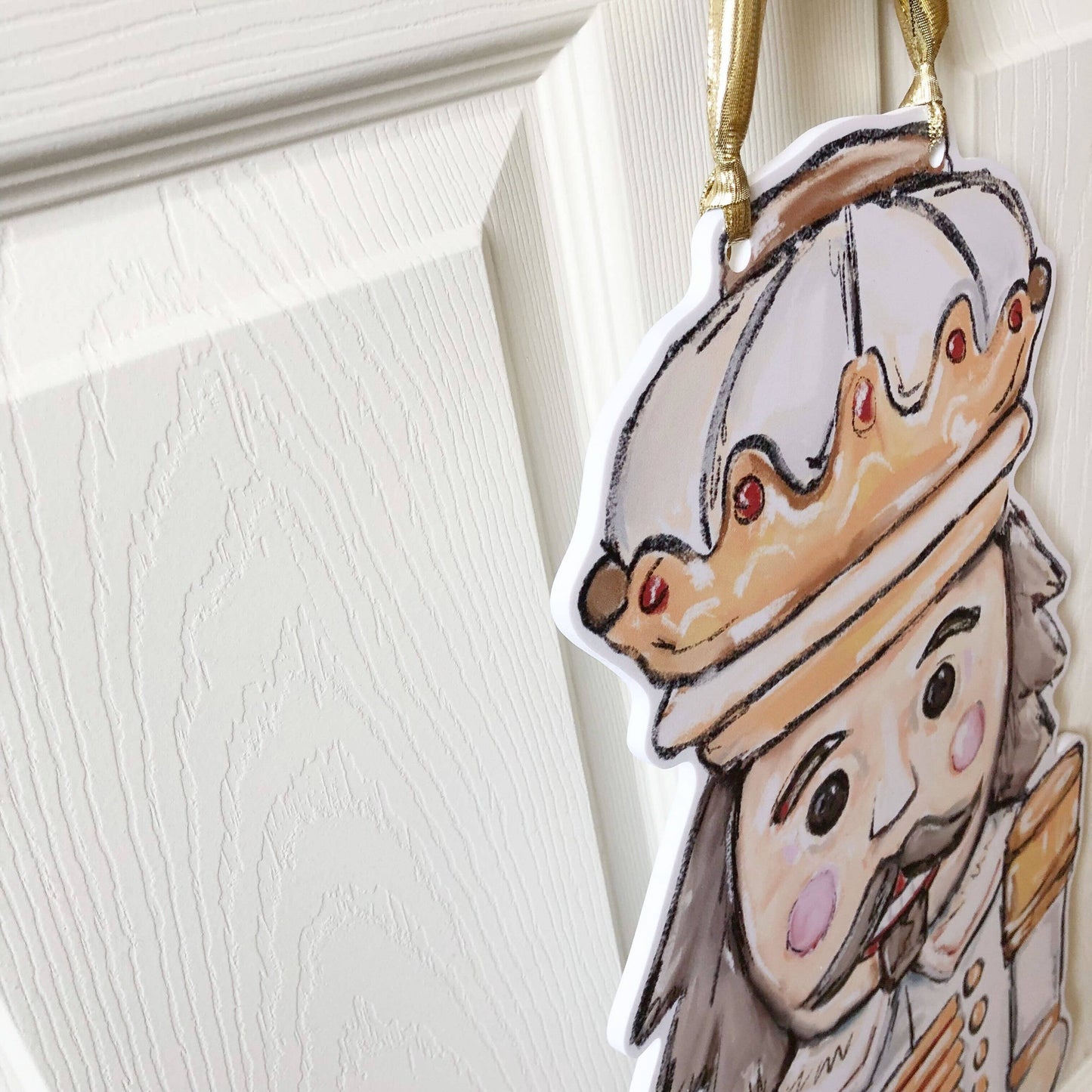 White Gold Nutcracker Door Hanger - Christmas Neutral Decor
