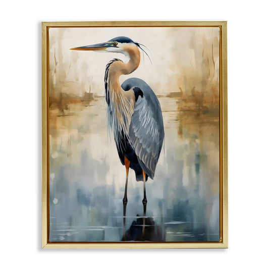 Peaceful Heron over Abstract