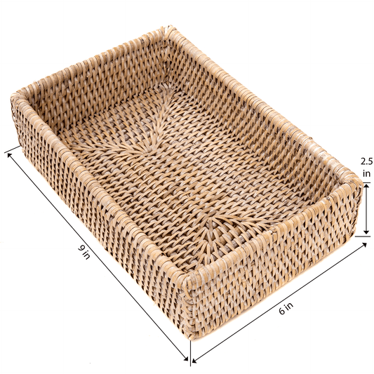 White Wash Rattan™ Guest Towel - Rectangular Napkin Holder