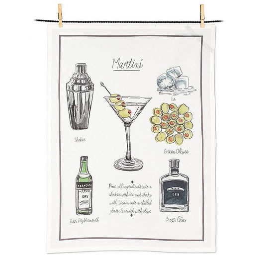 Martini Recipe Tea Towel 20”Wx28”L