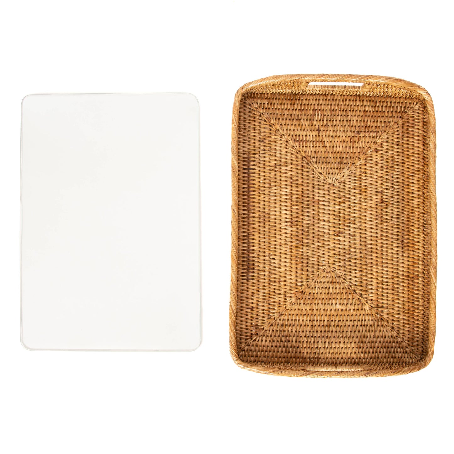 Artifacts Rattan™ Rectangular Tray & Glass Insert