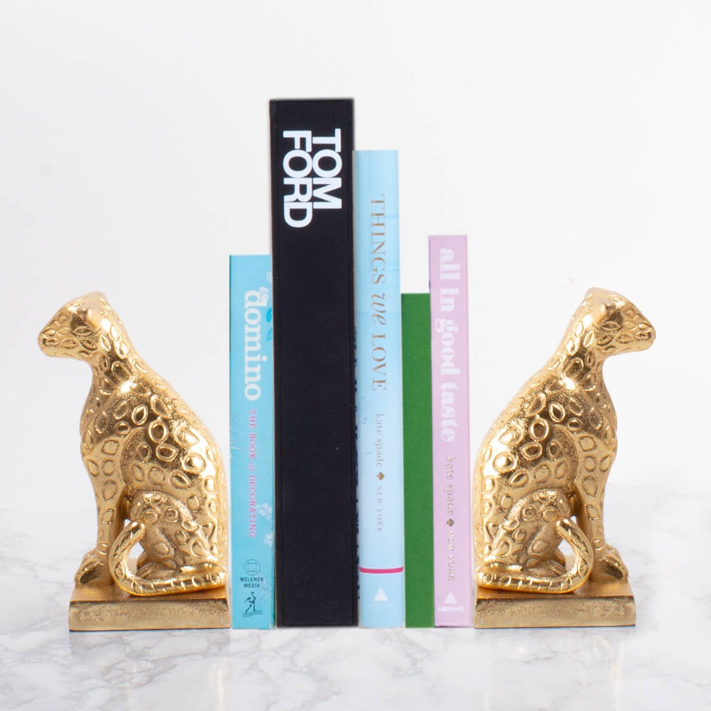 Gold Leopard Bookend Set