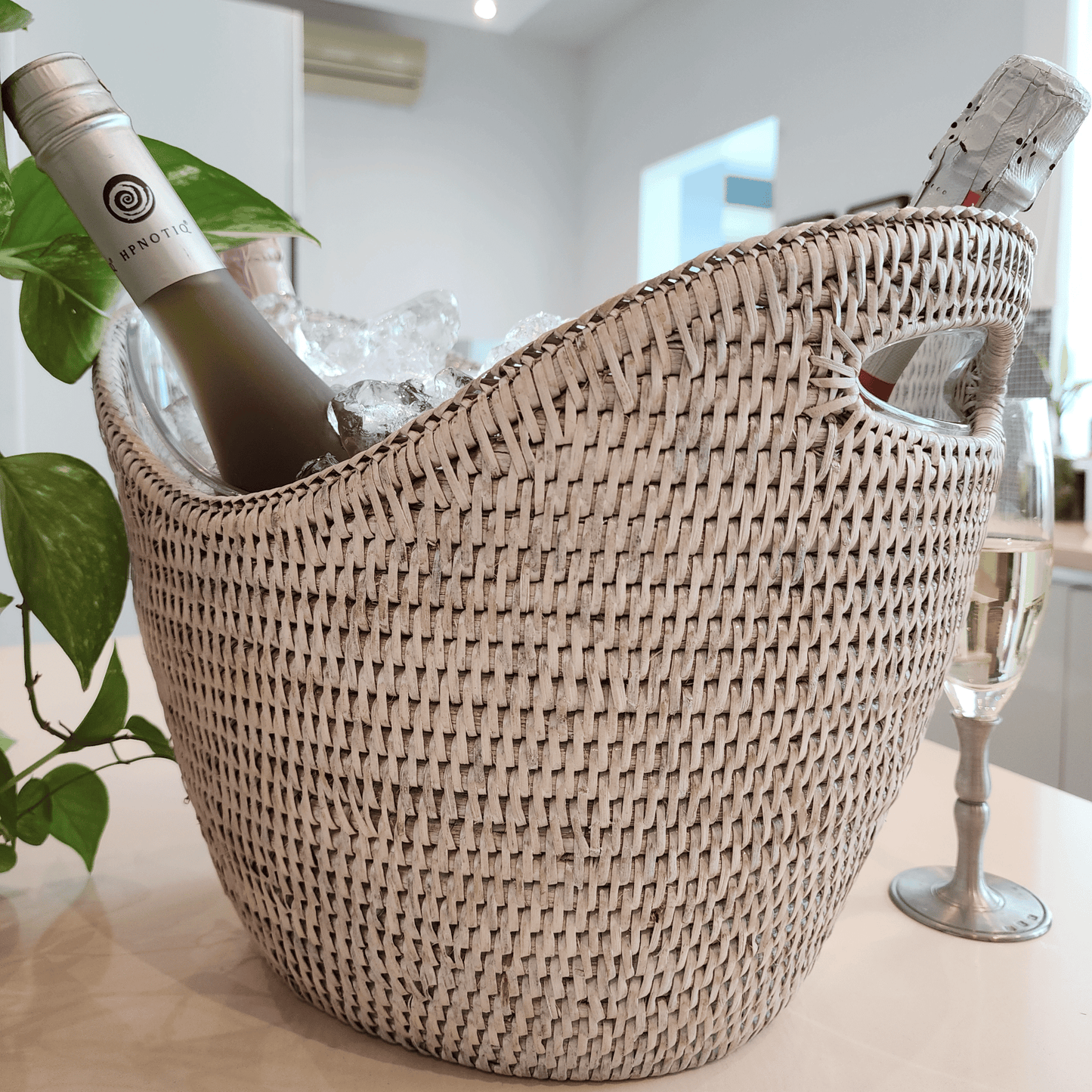 Artifacts Rattan Champagne Bucket with Acrylic Insert