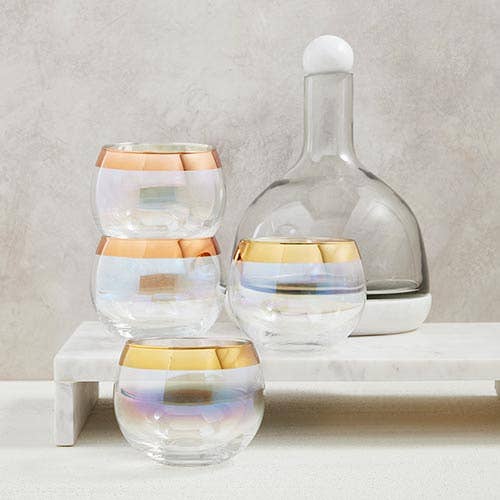 White Marble and Glass Wine Carafe