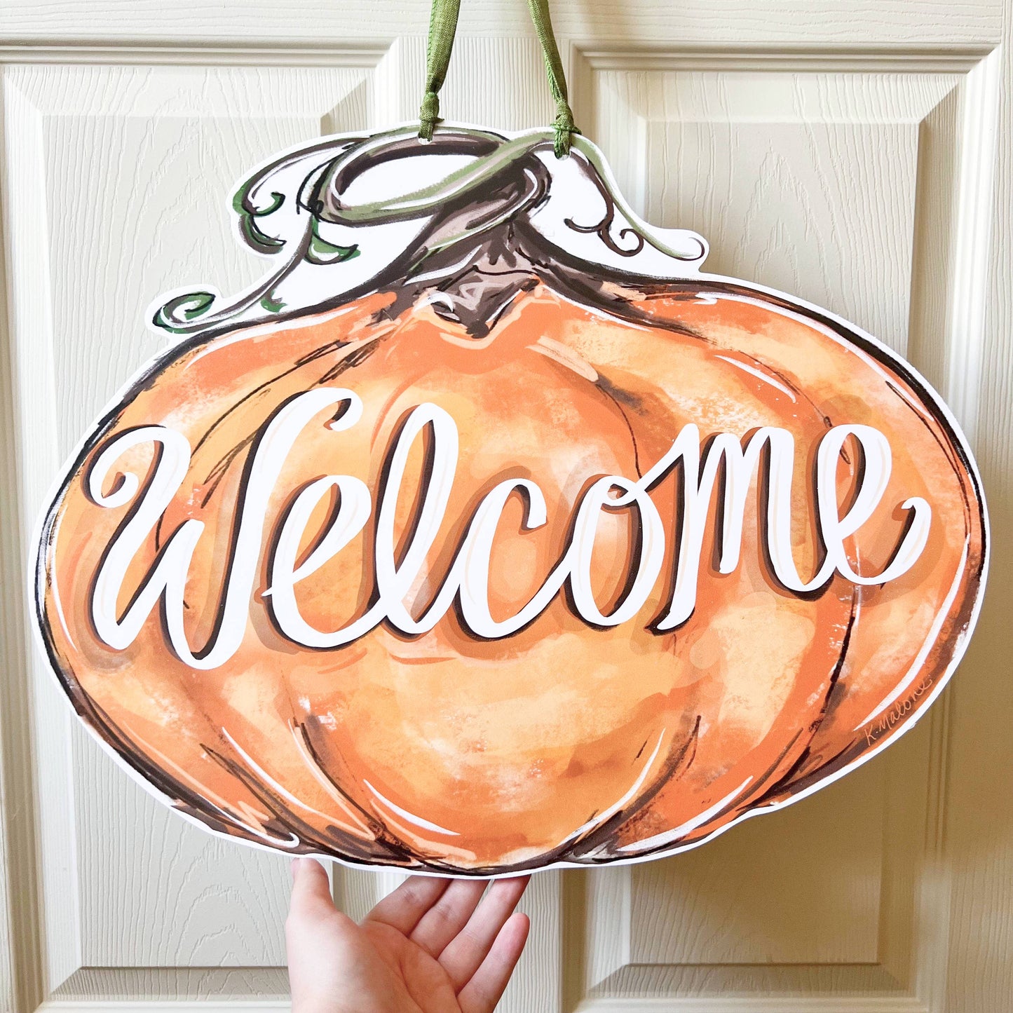 Pumpkin Welcome Door Hanger - Fall Outdoor Decor