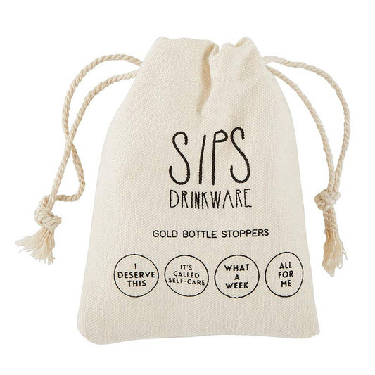 Gold Sips Wine Bottle Stoppers