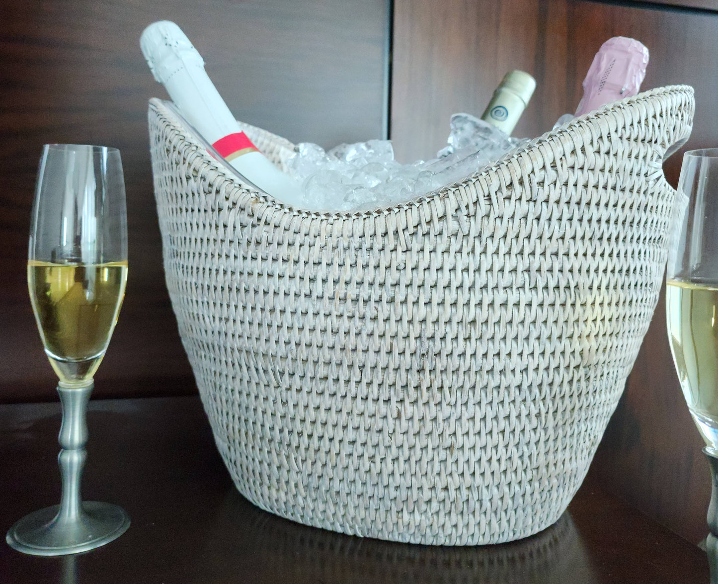 Artifacts Rattan Champagne Bucket with Acrylic Insert