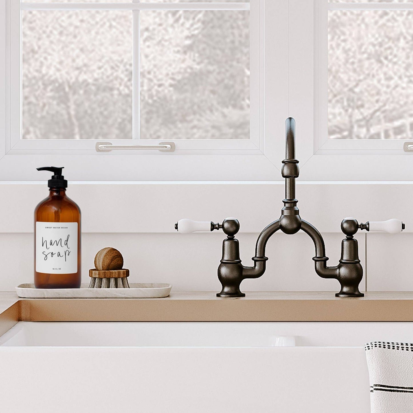 16oz Amber Glass Hand Soap Dispenser