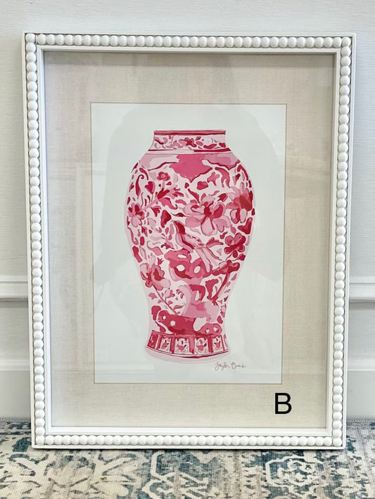 Framed Pink Chinoiserie Print
