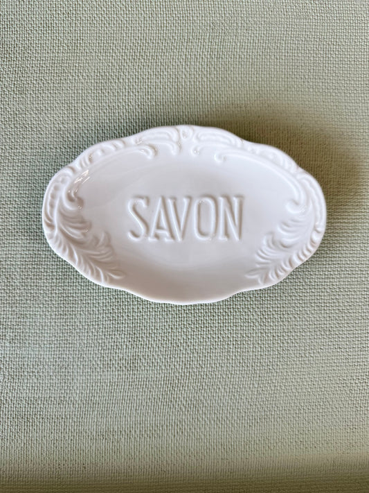 White "Savon" Ceramic Soap Dish