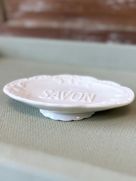 White "Savon" Ceramic Soap Dish