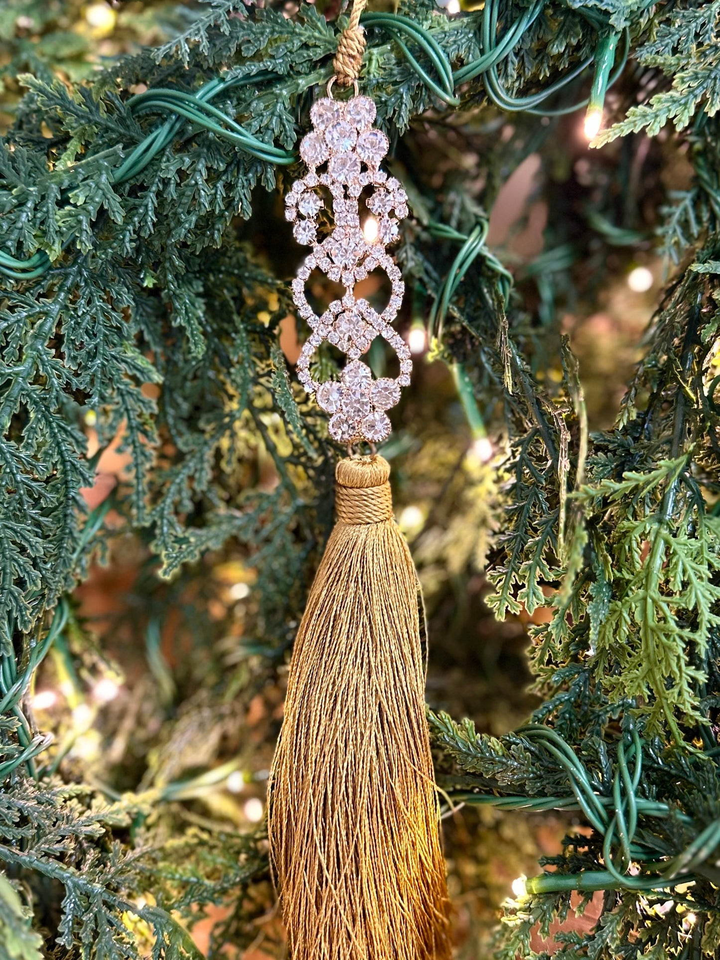 8.5" Gold Jeweled Tassel Ornament