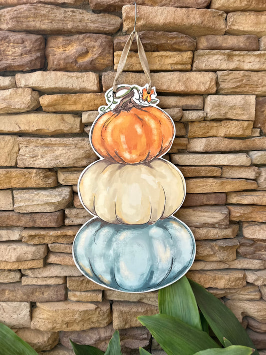 Pumpkin Stack Door Hanger - Fall Cute Outdoor Decor