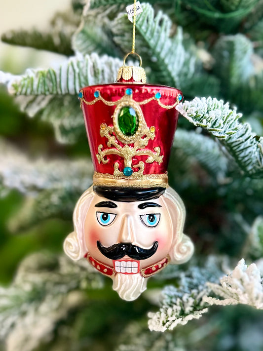 Glass Nutcracker Ornament, 3 color options