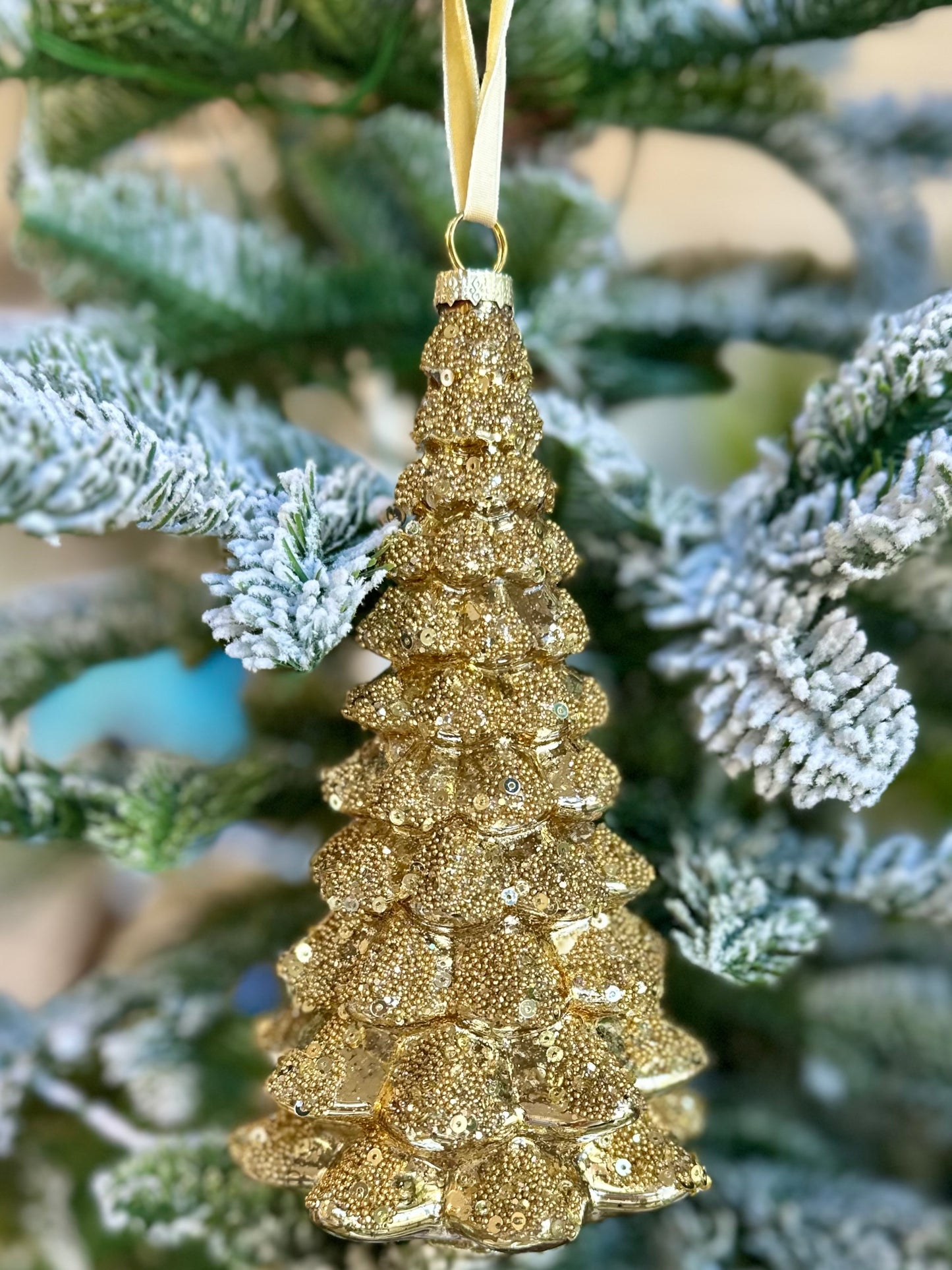 7"Gold Sequin Tree Ornament