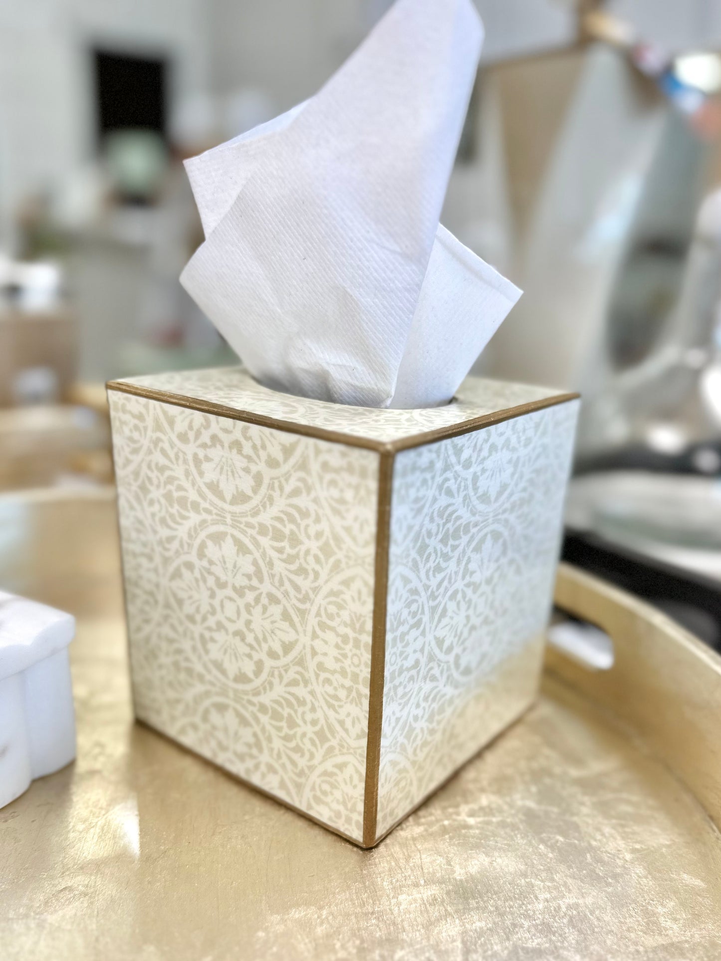 Cream Cathedral Tissue Box Cover