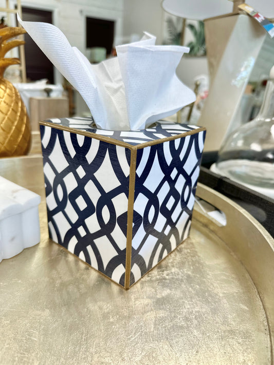 Navy Madison Tissue Box Cover